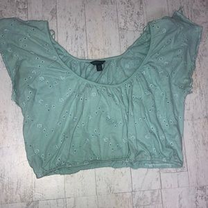 Crop top off the shoulder blue